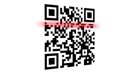 QR code being scanned with a red laser. Electronic qr code scanner process with red laser. 3d illustration
