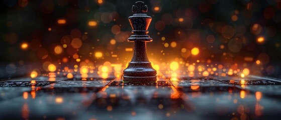 A digital chess king beats other kinds. Business competition, innovation challenge, AI assistant, political checkmate, technology success concept.