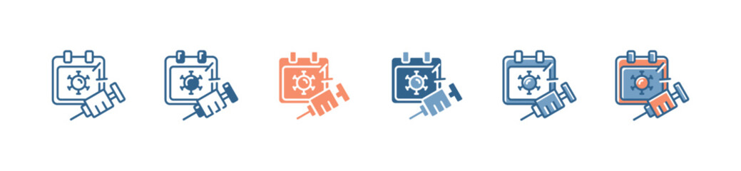 medicine virus syringe vaccine treatment icon set disease injection calendar schedule symbol vector illustration