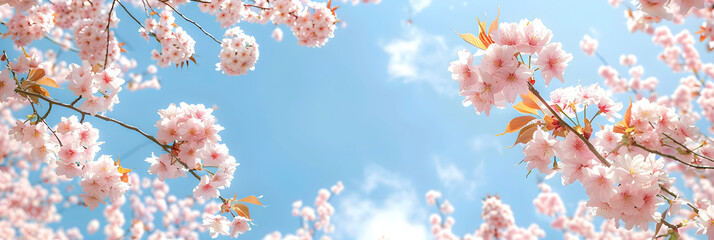 Canopy of Enchanting Sakura: A Reverie of Japanese Cherry Blossom Unveiled Underneath Vibrant Spring Skies