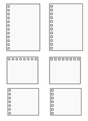 set of isolated blank paper pages on transparent background
