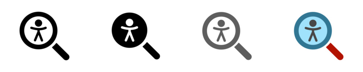 Obraz premium Icon illustration find human. Simple lens male vector symbol. Isolated graphic illustration silhouette person. Figure search set icon in vector design