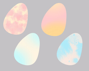 Easter eggs icons. Digital illustration by watercolor brushes. Hand Drawn. For card, sticker, print a any DIY.