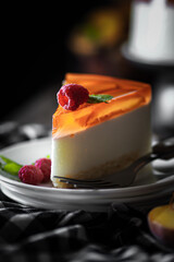 cheesecake with soap. transparent light