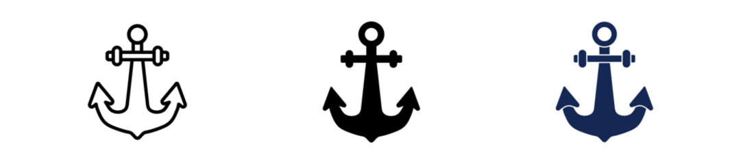 Anchor icon illustration. Simple sailing symbol. Isolated graphic illustration marine. Nautical symbol set. Anchors icons in vector design flat style