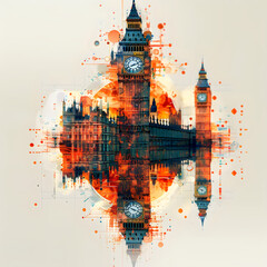 Big Ben London illustration art - obrazy, fototapety, plakaty