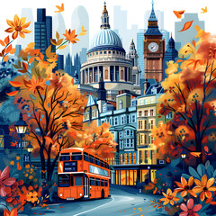 Big Ben London illustration art - obrazy, fototapety, plakaty