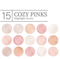 Cozy Pinks Social Media Highlights round watercolor stains - 750597458