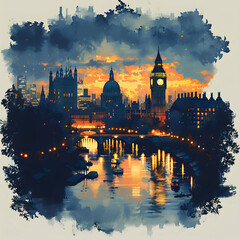 Naklejka premium Big Ben London illustration art