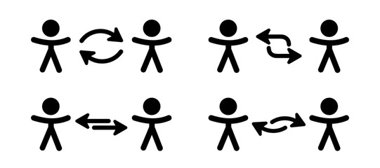 Team human icon illustration. Simple teamwork person vector symbol. Social figures silhouette symbol set. Communication icon in vector design style