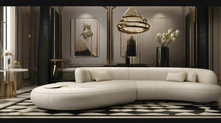 white color couch having beautiful interior look 