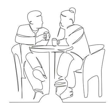recommend clip art: couple man and woman sitting in a cafe