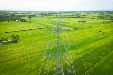 High-voltage transmission towers are tall structures that support high-voltage transmission lines