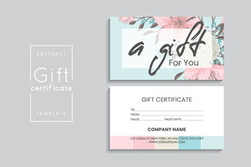 Set of colorful gift cards template. Modern style vector illustration of flowers for saloon, gallery, spa, shop. Gift voucher
