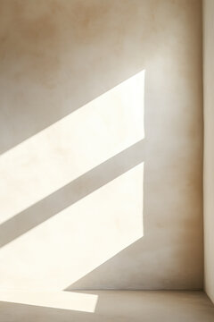 Geometric interplay of light and shadows on beige wall Generative AI image