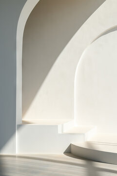 Minimalist Interior Design with Sunlight and Shadows Generative AI image