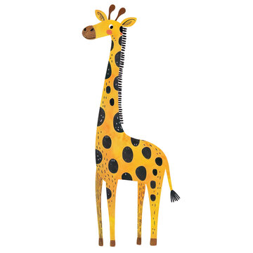 Adorable little watercolor giraffe isolated on white background.
