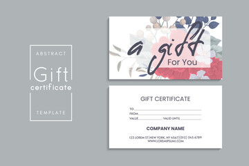 Set of colorful gift cards template. Modern style vector illustration of flowers for saloon, gallery, spa, shop. Gift voucher