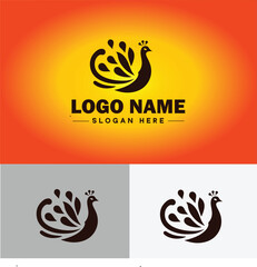 Peacock logo luxury style icon company brand business peacock logo template editable vector