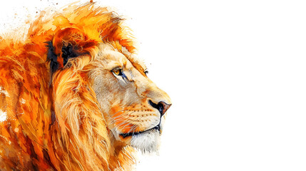 lion head illustration on white background copy space. generative ai