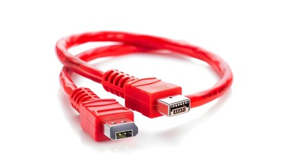 Two red network cables isolated on white background