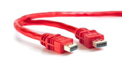 Two red network cables isolated on white background