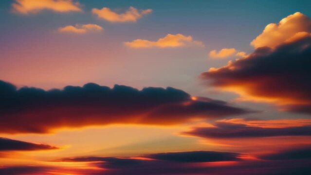 Vivid time-lapse unfolds as sunrise illuminates the sky, clouds gracefully drifting in a scenic display. Time lapse. 4K.
