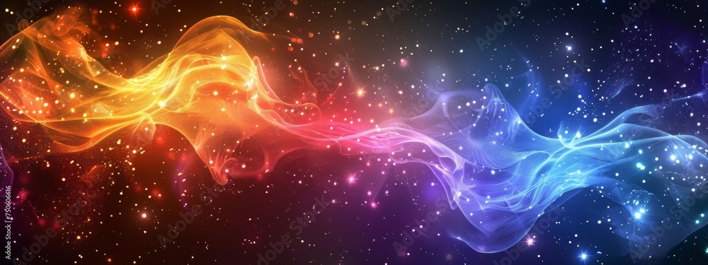Poster background with sparkles and waves with celestial theme dominant colors abstract