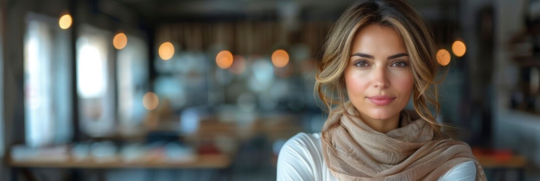 Beautiful Arab Business Woman Wearing, Background Banner