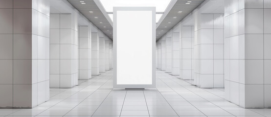 Minimalist Corridor with Central White Display
