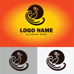 Peacock logo luxury style icon company brand business peacock logo template editable vector