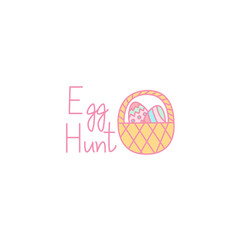 Egg Hunt, Easter egg basket, colorful vector illustration - 750609448
