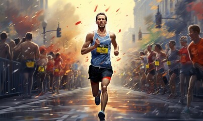 Runners run in 40k marathon running competition.