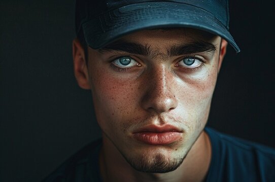 create a clear, high-resolution image of a young athletic man wearing a baseball cap on his head.
