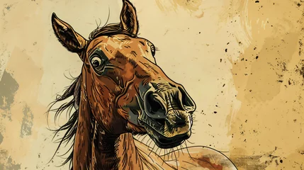  The horse head. Sketch art. Surprised emotion. © Rimsha