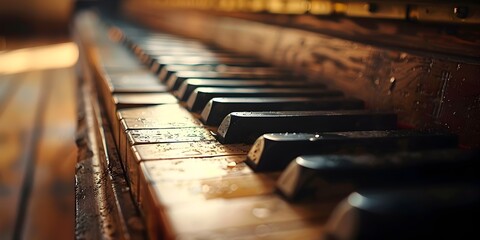 Golden Hued Piano Keys in an Antique Style