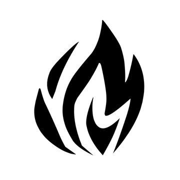 Kumpulan ikon api monokrom vektor. Ilustrasi sederhana api dalam gaya datar