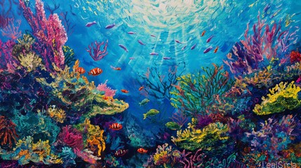 Fototapeta na wymiar Reef Symphony Beneath the Ocean's Canvas