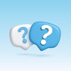 3D speech bubble icon with Question mark. 3d vector render Symbol or emblem. Vector illustration