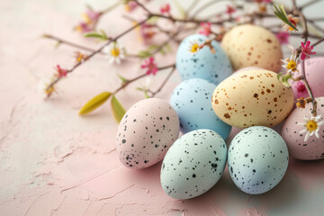 Naklejka na ściany i meble Spring joy: Flowers and Easter Eggs