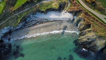 A secret beach seen from above in Wicklow Town, Ireland