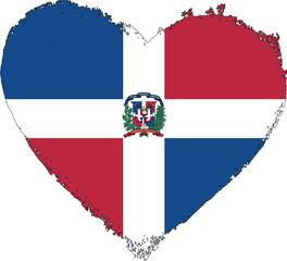 Dominican Republic flag in heart shape.