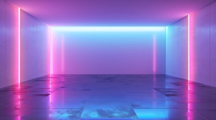 Advertising studio Neon lights reflect on the floor generate ai