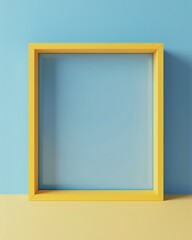 big empty frame, Urodynamic clinic, headline, 3d illustrative, minimalistic design , baby blue and yellow colors