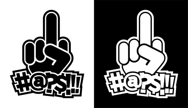 #@?$!!! Middle Finger Fuck Off Funny Car Sticker, Decal, Vinyl, Label, Windshield Window JDM Japanese Letters Sticker