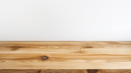 Grunge natural wooden desk top with copy space for product advertising over blurred brushed white background