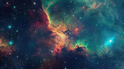 Panoramic view of the galaxy and star. Abstract space background - obrazy, fototapety, plakaty