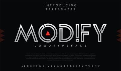 Modify Bold urban sans serif alphabet font logo branding typeface typography
 - obrazy, fototapety, plakaty