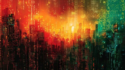 An artistic backdrop featuring intricate programming patterns and digital code, symbolizing the beauty of software development and data processing.