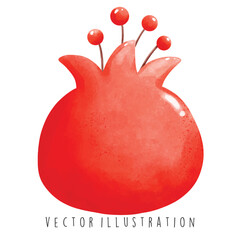 Watercolor Happy Hanukkah with pomegranate. Vector Illustration